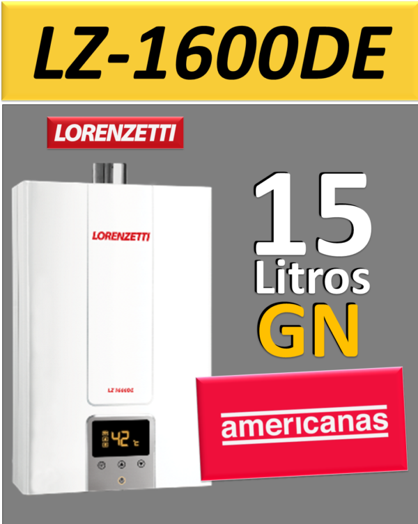 LORENZETTI  LZ 1600 DE -  15 LITROS  -  COR BRANCA - GÁS GN