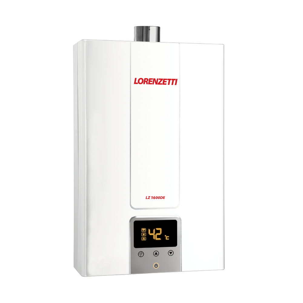 AQUECEDOR DE ÁGUA A GÁS LORENZETTI  LZ 1600 DEI –  15 LITROS  –  COR INOX – GÁS GN