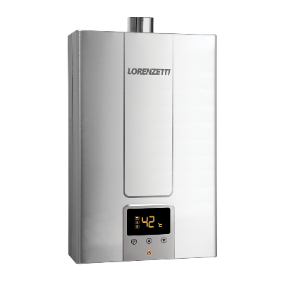 AQUECEDOR DE ÁGUA A GÁS LORENZETTI  LZ 2000 DEI –  20 LITROS  –  COR INOX – GÁS GN