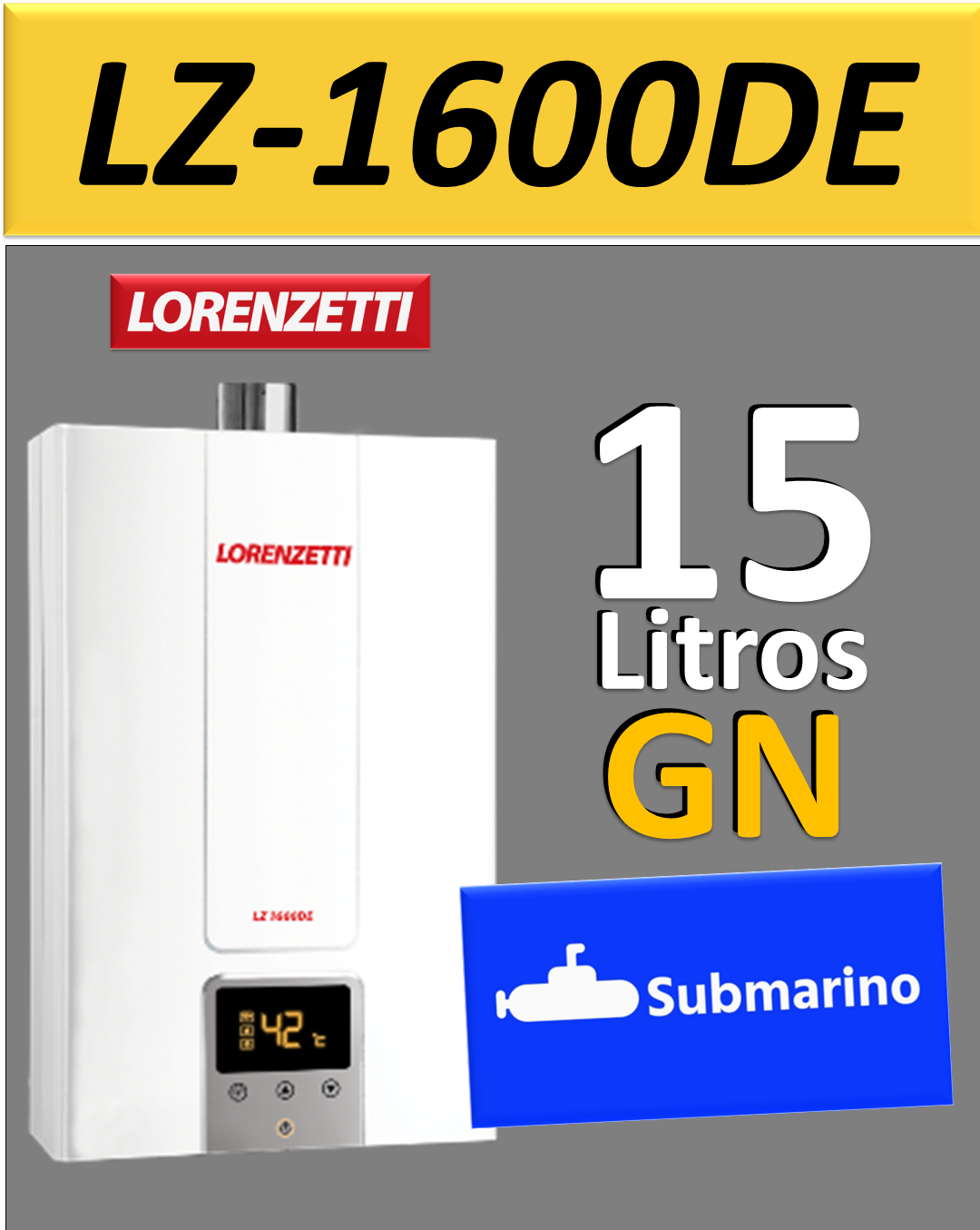 LORENZETTI  LZ 1600 DE –  15 LITROS  –  COR BRANCA – GÁS GN